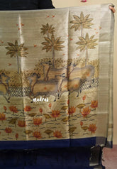 Midnight Blue - Roopa  - Semi tussar with pichwai pallu and blouse